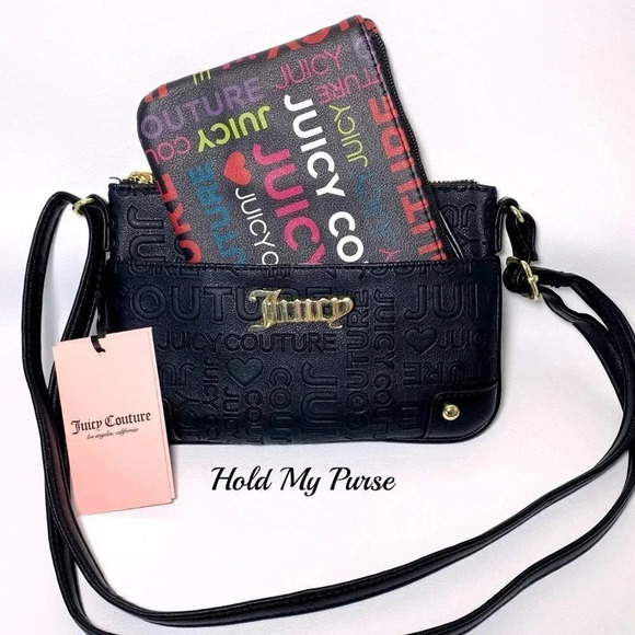 Juicy Couture Handbags - Juicy Couture Black Crossbody Bag & Pullout Pouch NWT